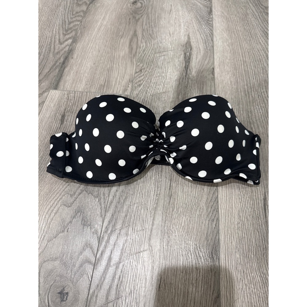 Victorias Secret The‎ Flirt Bandeau Bikini Top 36C Black White Polka Dot